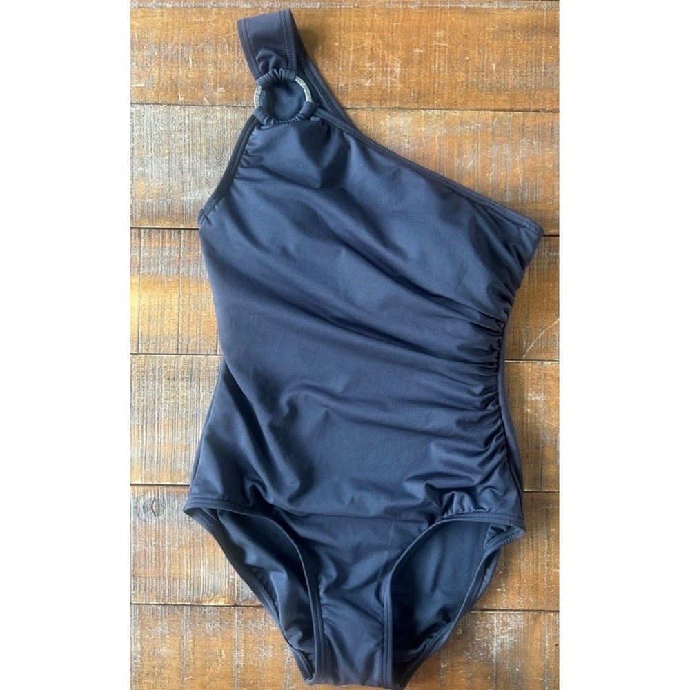 Michael Kors Black Ring One Shoulder 1pc Swimsuit 8 M NWT - Picture 4 of 8